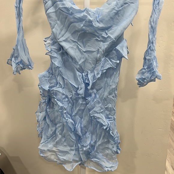 Shona Joy Layla Long Sleeve Ruffle Mini Dress in Sky - Picture 4 of 9